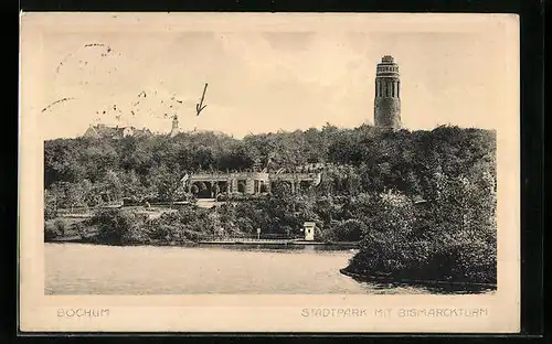 AK Bochum, Stadtpark mit Bismarckturm
