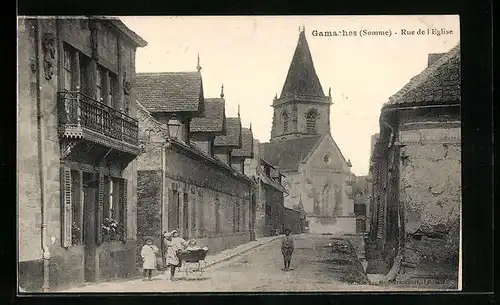 AK Gamaches, Rue de l`Eglise, Strassenpartie