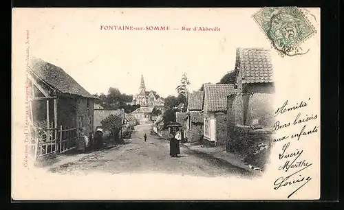 AK Fontaine-sur-Somme, Rue d`Abbeville, Strassenpartie