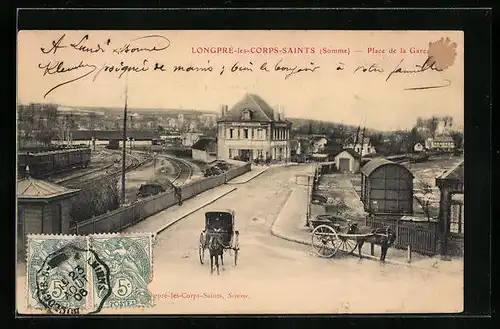 AK Longpré-les-Corps-Saints, Place de la Gare