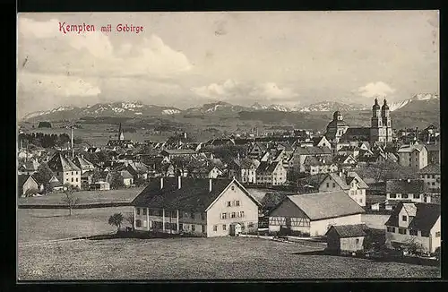 AK Kempten, Totalansicht mit Gebirge