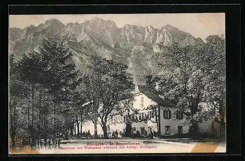 AK Königsee, St. Bartholomae, Forsthaus mit Watzmann