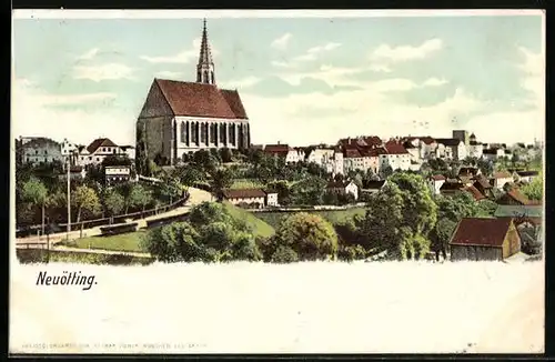 AK Neuötting, Teilansicht mit Kirche