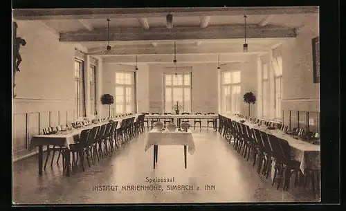 AK Simbach a. Inn, Institut Marienhöhe, Speisesaal, Innenansicht