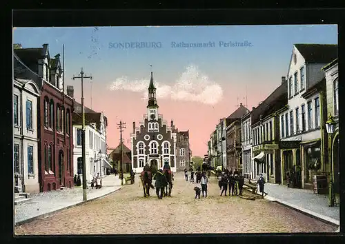 AK Sonderburg, Rathausmarkt Perlstrasse