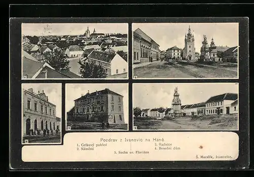 AK Ivanovice, Radnice, Besedni dum, Socha sv. Floriana, Celkový pohled, Námestí