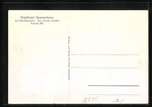 AK Schalksmühle, Waldhotel Hammerhaus
