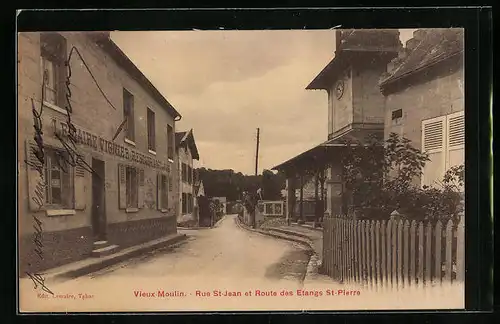 AK Vieux-Moulin, Rue Saint-Jean et Route des Etangs Saint-Pierre