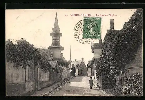 AK Vieux-Moulin, La Rue de l`Eglise