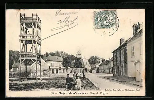 AK Nogent-les-Vierges, Place de l`Eglise