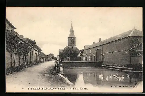 AK Villers-sur-Bonnières, Rue de l`Eglise