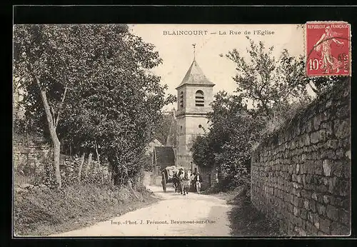 AK Blaincourt, La Rue de l`Eglise