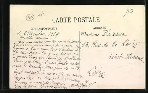 AK Conchy-les-Pots, Route de Flandre, Internection Tilloloy