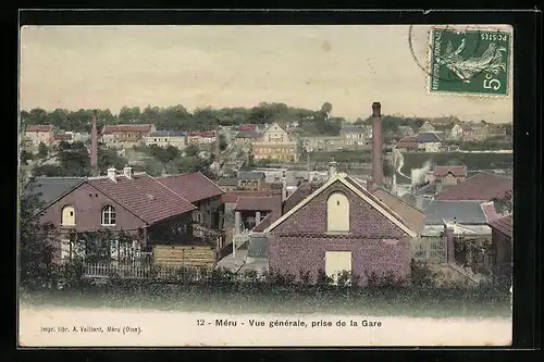 AK Méru, Vue générale, prise de la Gare
