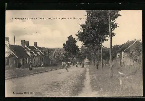 AK Gournay-sur-Aronde, Une Rue, Vue prise de la Montagne