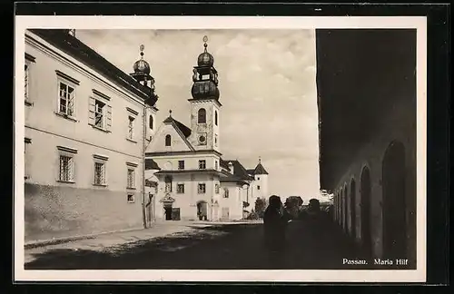 AK Passau, vor der Kirche Maria Hilf