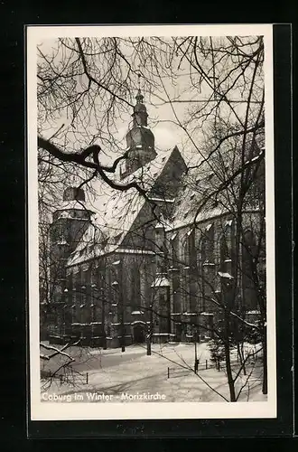AK Coburg, an der Morizkirche im Schnee