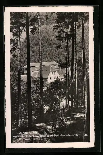 AK Mühltal i. Thür., Blick auf die Pfarrmühle im Wald