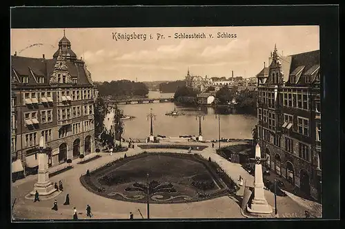 AK Königsberg i. Pr., Blick vom Schloss auf den Schlossteich und den Vorplatz