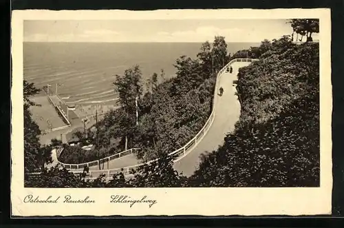 AK Rauschen a. d. Ostsee, unterwegs auf dem Schlängelweg, Blick hinaus aufs Meer