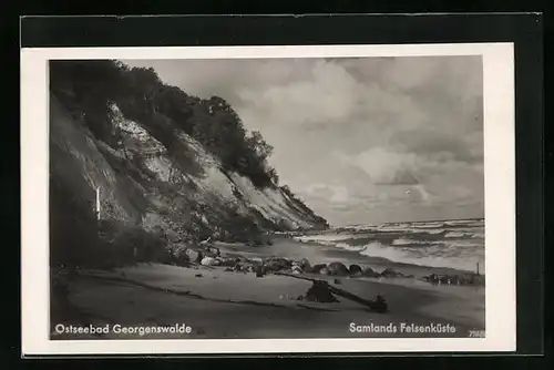 AK Georgenswalde an der Ostsee, Blick auf Samlands Felsenküste