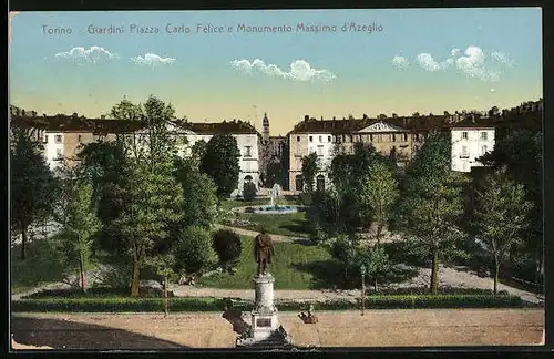 AK Torino, Giardini Piazza Carlo Felice e Monumento Massimo d`Azeglio