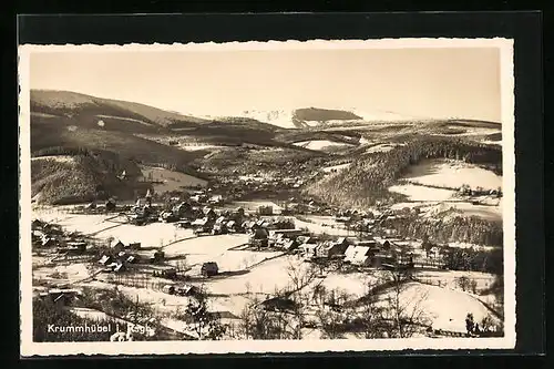 AK Krummhübel i. Rsgb., Generalansicht im Schnee