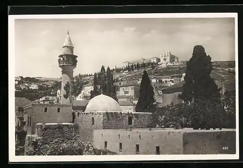 AK Jerusalem, Nazareth, Blick hinauf zur Kirche auf dem Berg