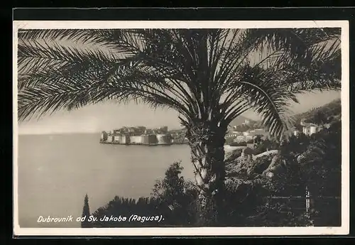 AK Dubrovnik, Blick auf die Festungsanlagen am ufer