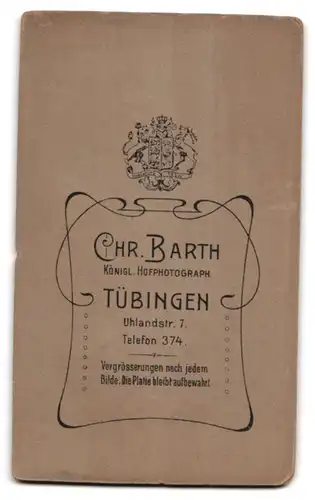Fotografie Chr. Barth, Tübingen, Uhlandstrasse 7, Junger Herr mit Krawatte