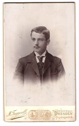 Fotografie Max Taggesell, Dresden-Striesen, Augsburgerstr. 9, Junger Herr im Anzug mit Krawatte