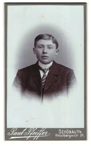 Fotografie P. Pfeiffer, Schönau a. Katzbach, Hirschbergerstr. 91, Junger Herr im Anzug mit Krawatte