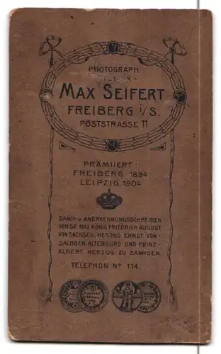 Fotografie Max Seifert, Freiberg i /S., Poststr. 11, Junger Herr im Anzug mit Krawatte