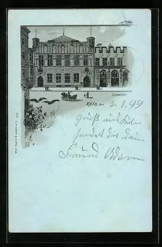 Mondschein-Lithographie Köln, Strasse an der Gürzenich