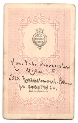 Fotografie Hermann Ehrlich, Plauen i. V., Bahnhofstr., Portrait Dame im seidenen Biedermeierkleid mit Schleife, Ohrringe