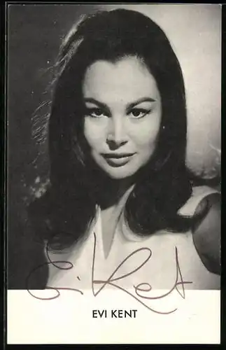 AK Schauspielerin Evi Kent mit freundlichem Blick, Autograph