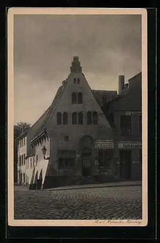 AK Rostock i. Meckl., Alte Häuser bei der Hebebrücke