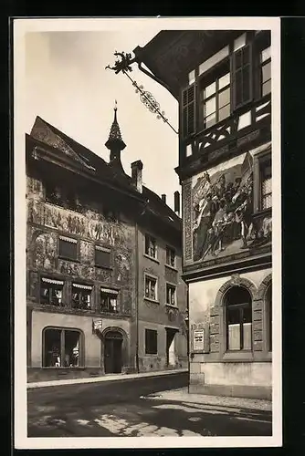 AK Stein am Rhein, Häuser mit prächtigen Fassadenmalereien
