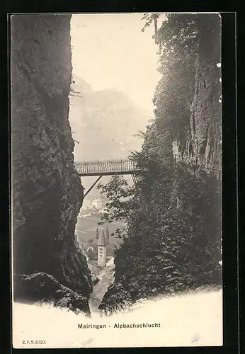 AK Meiringen, Alpbachschlucht mit Brücke