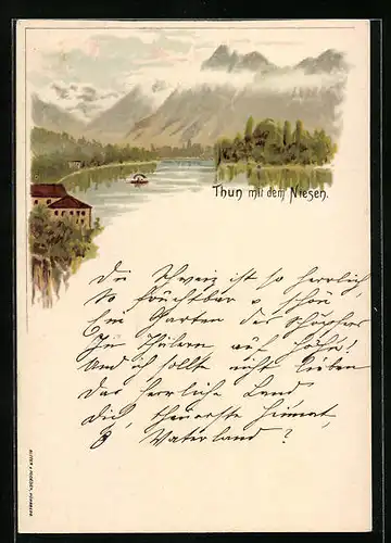 Lithographie Thun, Blick zum Niesen