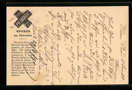 Vorläufer-AK Neuchatel, 1890, Chocolat Suchard, Tourte au Chocolat