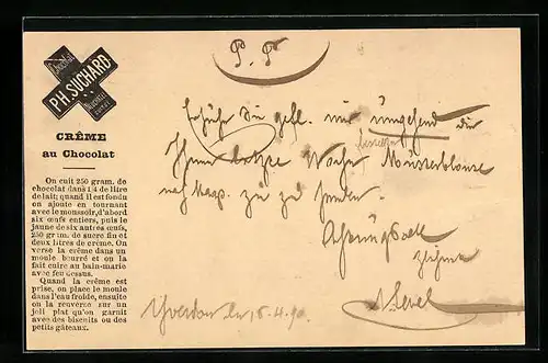 Vorläufer-AK Neuchatel, 1890, Creme au chocolat, Ph. Suchard