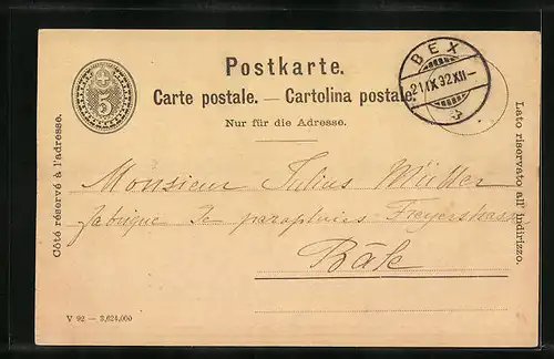 Vorläufer-Lithographie Neuchatel, 1892, Fabrique de Chocolat Suchard, Habitation