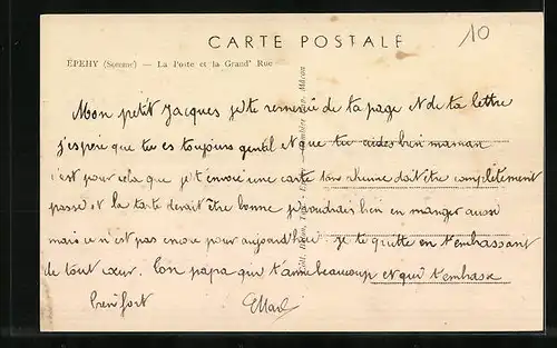 AK Epehy, la Poste et la Grande Rue