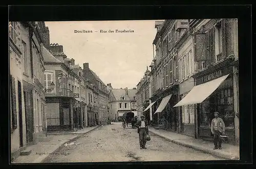 AK Doullens, Rue des Boucheries, Strassenpartie