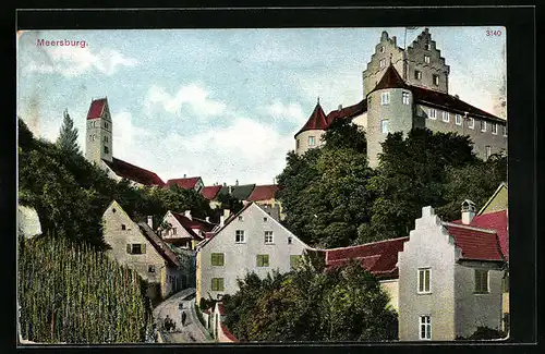 AK Meersburg, Strassenpartie mit Gebäudeansicht