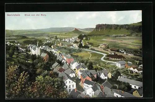 AK Gerolstein, Blick von der Burg auf den Ort