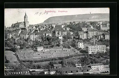 AK Annaberg /Erzgebirge, Teilansicht mit Kirche