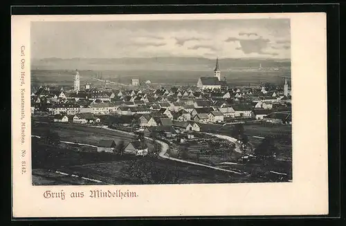 AK Mindelheim, Teilansicht mit Kirche