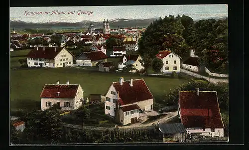 AK Kempten im Allgäu, Teilansicht mit Gebirge